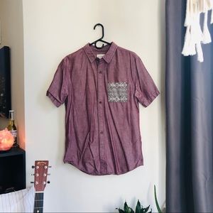Aztec pocket short sleeve button down shirt
